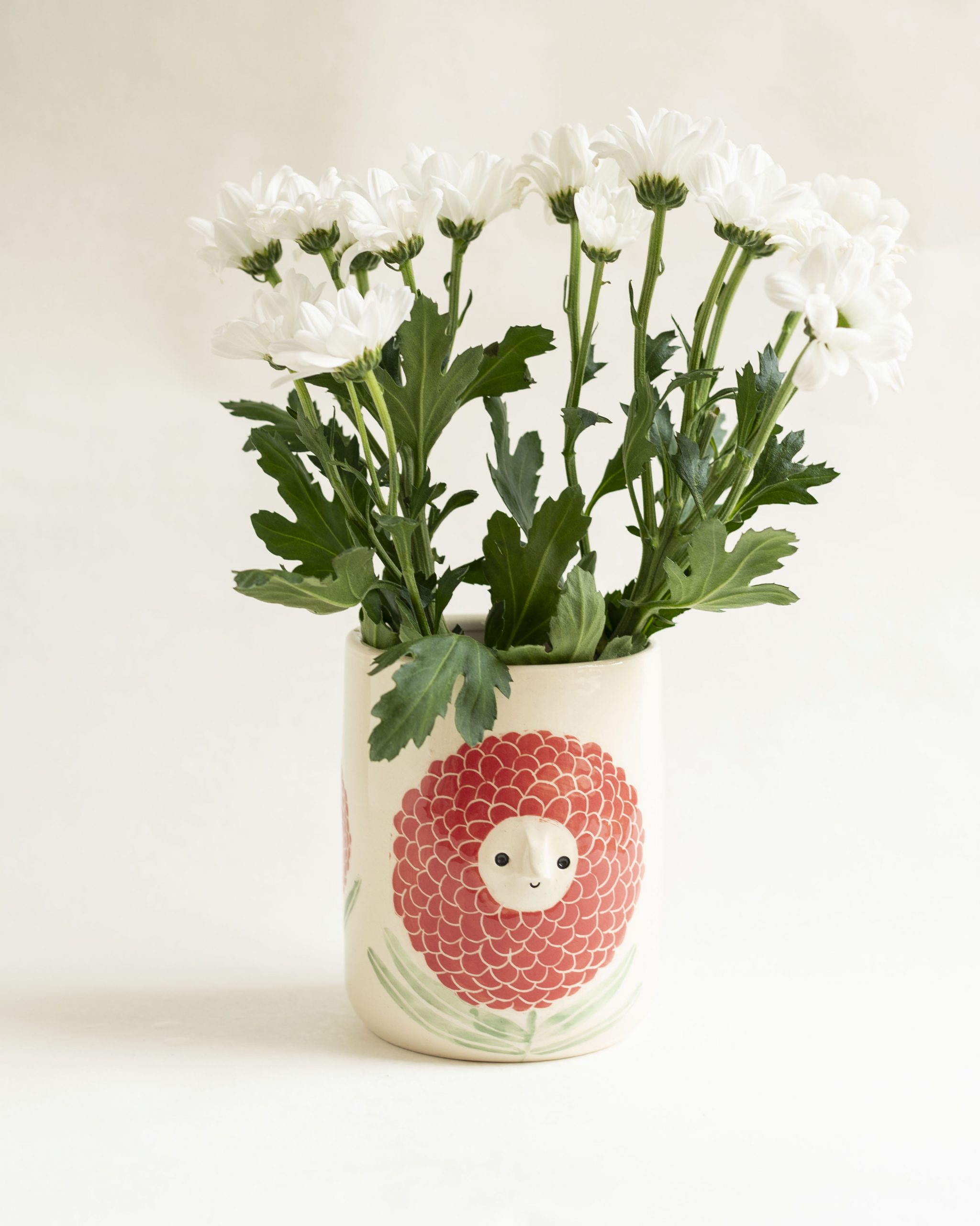 Jarrón Crisantemo rojo